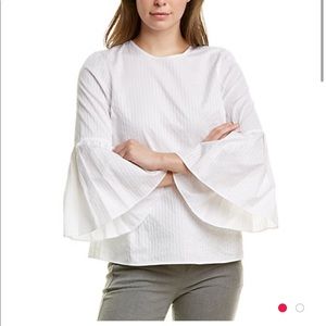 Loft blouse with flounce sleeves